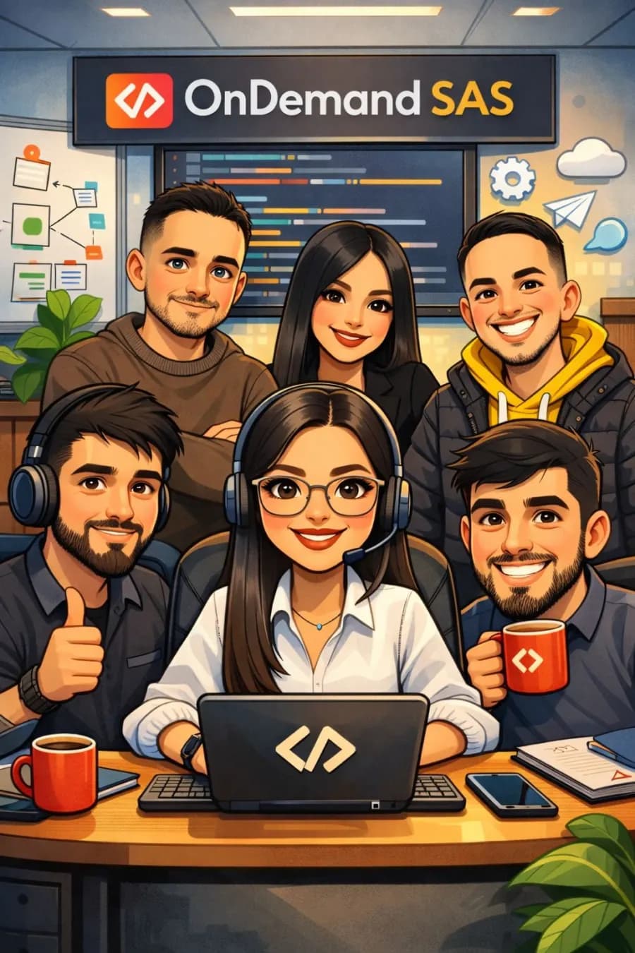 Equipo de tecnología de OnDemand trabajando en conjunto